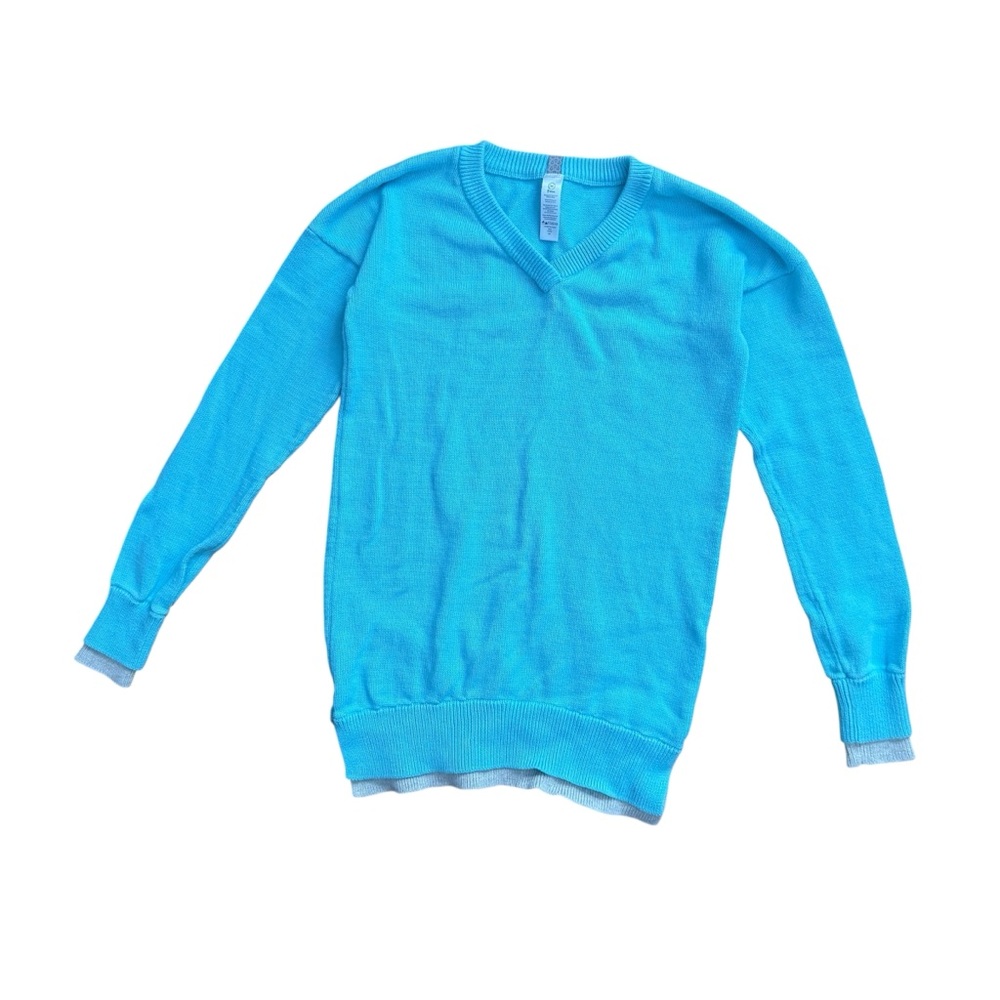 Ivivva Bright Blue Kids V-Neck Sweater Girls Size 14